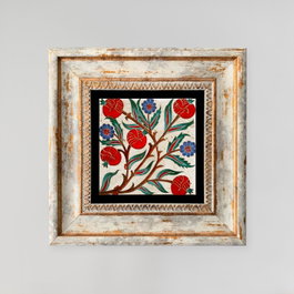 Wallity TC1238 Cuadro Decorativo Enmarcado 20x20 cm con Marco de Madera y Piedra, Impresión UV